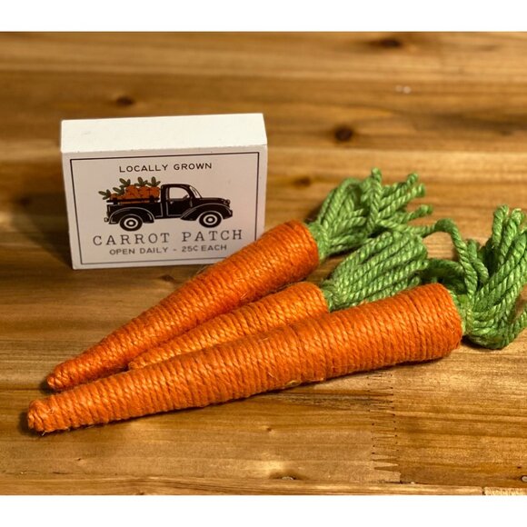 Carrot decoration set of 3 and Carrot Patch Easter decoration Carrot tiered tray - Picture 2 of 15